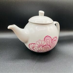 David’s Tea Round Tea Pot with Red Mandala